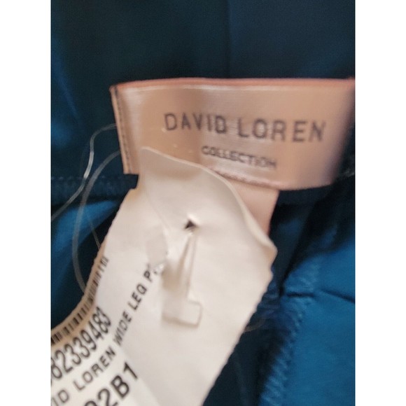 David Loren Collection Wide Leg Pull On Palazzo Deep Teal Pants Sz Large - Picture 8 of 8